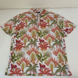 Sporty Buff Shirt Men XXL 2XL Palm Tropical Floral Golf Performance Stretch Polo